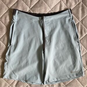 Nobull Athletic Shorts Mens Large Blue Nylon Stretch Zippered Pockets 9” Inseam